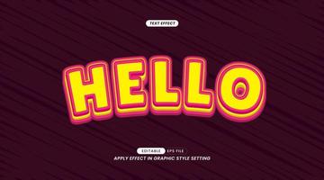 Text Effect - Hello on Dark Purple Modern Background. Text can be changed and this Effect can be used in Graphic Style settings vector