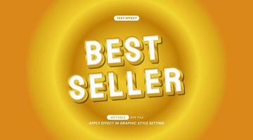 Text Effect - Best Seller Slogan on Gold Background. Editable Text and Easy Effects to Use in Graphic Styles. vector