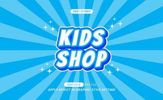 Kids Store text with 3D color effect and editable. vector