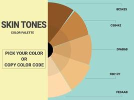 paleta de colores de tonos de piel con código de color vector