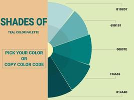 sombras de la paleta de colores verde azulado vector