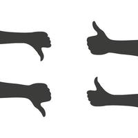 Thumb up and thumb down sign. Silhouettes hands. Vector illustration