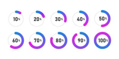 Loading icon. Progress bar for upload. Collection of loading status icons. Vector illustration