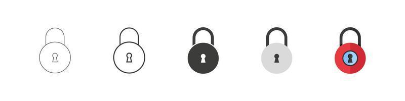 Locks vector icons. Padlock symbols. Padlock icons in different styles. Vector illustration