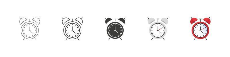 iconos vectoriales de despertador. símbolos de reloj iconos de despertador en diferentes estilos. ilustración vectorial vector