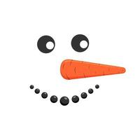 Funny smiling snowman face with carrot nose. Winter holidays design vector