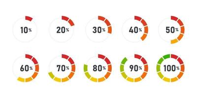 Progress bar for upload download round process. Collection of loading status icons. Vector illustration