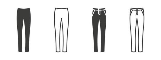 Pants icons. Women's jeans or pants signs. Clothing symbol. Vector illustration