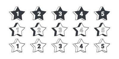 Rating signs. Stars quality rating icons. Drawn icons of stars. Vector illustration