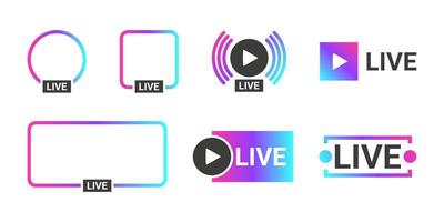 Live streaming icons. Video broadcasting and live streaming icon. Profile frame for live streaming. Vector illustration