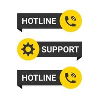 Support icons. Live chat icon. Online web support. Hotline icons. Vector illustration
