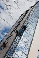 Three workers washing windows photo