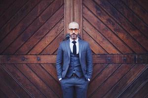 elegant man in a gray suit photo