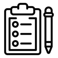 Clipboard and pen icon, outline style vector