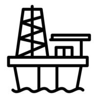 icono de plataforma de perforación de mar de petróleo, estilo de contorno vector