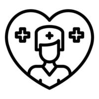icono de médico de amor de corazón, estilo de esquema vector