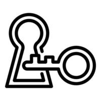 Key lock solving icon, outline style vector