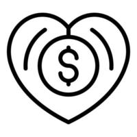 Heart care donation icon, outline style vector