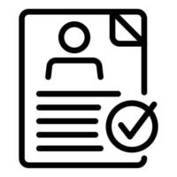 Approved resume icon, outline style vector