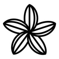 icono botánico de plumeria, estilo de esquema vector