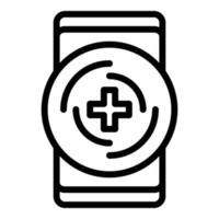 Mobile doctor icon, outline style vector