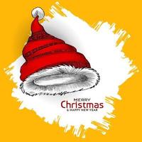 Merry Christmas festival background with santa claus cap design vector