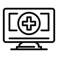 icono de servicio médico en línea, estilo de esquema vector
