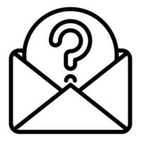 Question envelope icon, outline style vector