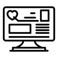 Computer telemedicine icon, outline style vector