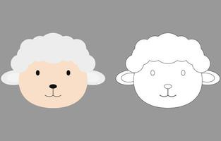 Sheep face cartoon character. Cute outline sheep animal face coloring book for kids. Vector illustration. Outline icon sheep head. Cartoon face logo.