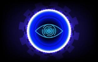 Technology security with eye scan. Retinal scan allowed access concept. Biometric eye icon data. Future cyber technology security identification scanning in flat style. Vector illustration.