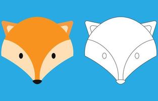 Fox face cartoon character. Cute outline fox animal face coloring book for kids. Vector illustration. Outline icon fox head. Cartoon face logo.