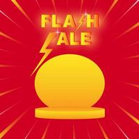 Flash Sale promo banner template with podium on red background. Special offer flash sale campaign or promotion. Social media post template sale and discount background. Flash Sales shopping vector. vector