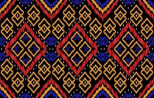 patrones de ikat ornamentados. estilo retro vintage tribal geométrico. tela étnica ikat de patrones sin fisuras. Ilustración de vector de impresión de ikat azteca navajo indio. diseño para telón de fondo textura tela ropa textil