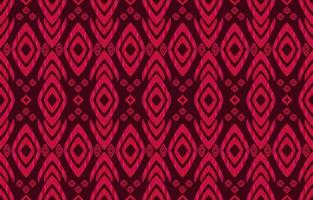 patrón geométrico abstracto étnico ikat sin fisuras. tela roja tribal nativa azteca sobre fondo negro. diseño vectorial para textura, textil, ropa, papel tapiz, alfombra, bordado, ilustración impresa. vector