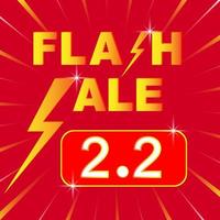 Plantilla de fondo de marketing en redes sociales de venta flash 2.2. cartel o pancarta de compras de venta flash con icono de flash y texto 2.2 sobre fondo rojo. oferta especial campaña de venta flash o promoción. vector. vector