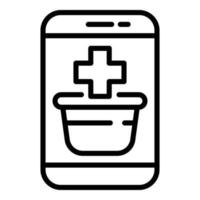 Pharmacy store phone icon, outline style vector