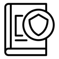 Secured control book icon, outline style vector