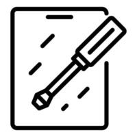 Repair tablet icon, outline style vector