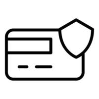 Secured bank card icon, outline style vector