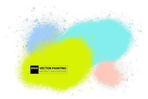 Horizontal banner with copyspace and spray paint strokes various bright colors. Vector hand-drawn creative background.