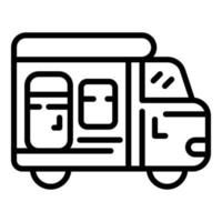 icono de remolque de autocaravana, estilo de esquema vector