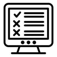 Monitor assignment icon, outline style vector