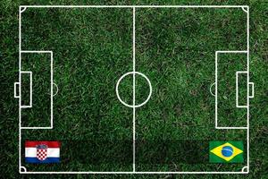 competición de copa de fútbol entre croacia nacional y brasil nacional. foto