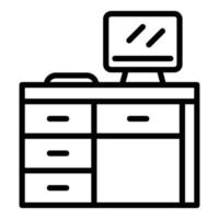 icono de mesa de pc, estilo de esquema vector