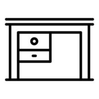 icono de mesa retro de madera, estilo de esquema vector