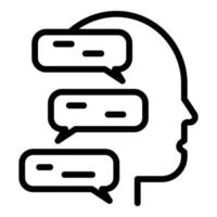 Mind chat bubble icon, outline style vector