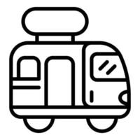 icono de autobús de campamento de viaje, estilo de esquema vector