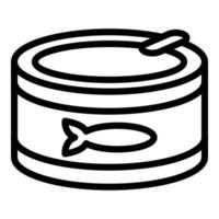 icono de pescado enlatado, estilo de esquema vector