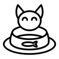 Kitten bowl icon, outline style vector